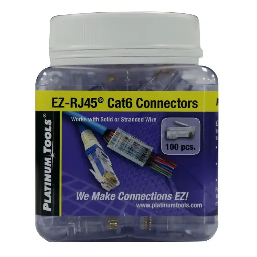 [343911] EASY INSTALL RJ45 PLUG FOR CAT6 SOLID OR STRANDED CABLE.